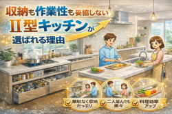収納も作業性も妥協しない 　Ⅱ型キッチンが選ばれる理由【広島市　安佐南区　安佐北区】